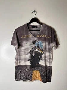 Rare Vintage Cavalli Just Cavalli Born Rider Motorcycle Shirt Medium Slim Mens - Picture 1 of 10