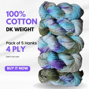 5 x 100 Grams - 100% Cotton - Hand Dyed - 4ply - 1000 Yards - 07 - Picture 1 of 1