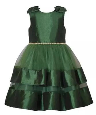 Girls Party Christmas Dress 16 Bonnie Jean Green Sleeveless Holiday - Image 1 of 4