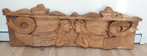 MAGNIFICENT! Headboard, Hand Carved Wood, King Size 77" mermaid marine fantasy Cover