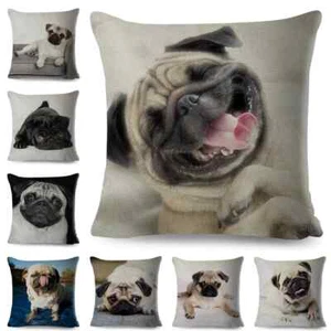 Pet Pug Dog Cushion Cover Decor Cute Animal Pillow Case - Picture 1 of 67