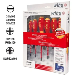 Wiha 38362 6pc Soft Finish 1000V VDE Insulated SL/PZ Screwdriver Set - 3201 K601 - Picture 1 of 7