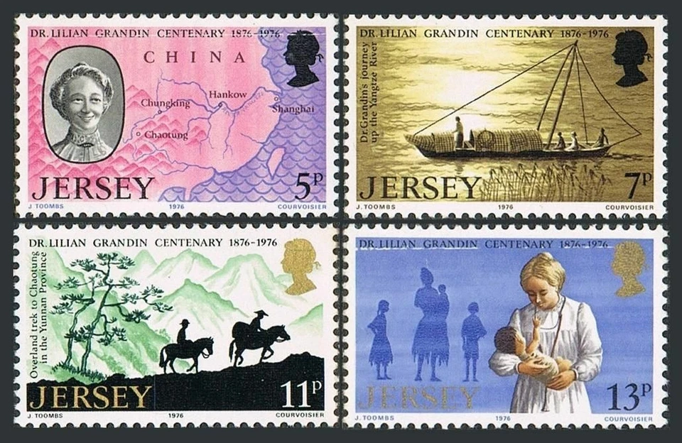Jersey 164-167, MNH. Mi 153-156. Lilian Mary Grandin, missionary doctor. 1976. - Image 1 of 1