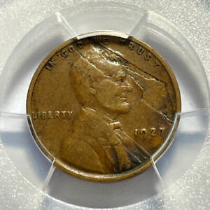 1927 Wheat Cent with Major Planchet Flaw Error PCGS Genuine