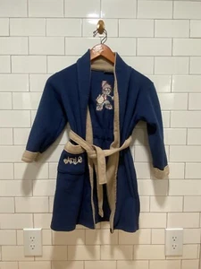 Billy Blue Bathrobe Girls Navy Plush Long Sleeve Embroidered Super Soft Belted - Picture 1 of 6