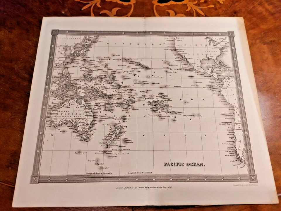 c1844 Barclay's Oceanía Australia Océano Pacífico Thomas Kelly Findlay Mapa Impreso Foto 1 de 1