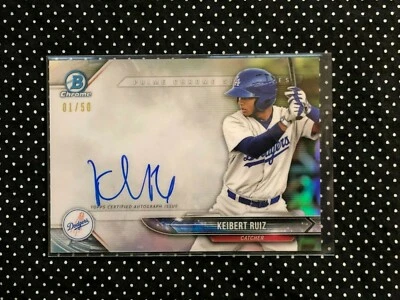 Keibert Ruiz  2018 Bowman Chrome Prime Chrome Signatures /50 Dodgers Nationals  - Image 1 of 2