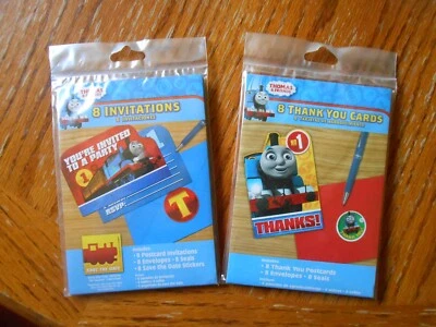 Thomas the Tank Train Engine Birthday Party Invites - Thanks You Cards - 8 Count - Image 1 of 4