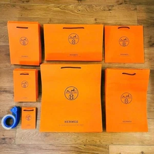 52pcs Bulk sales Authentic Hermes Orange Shopping Paper Gift Bags-Various size - Picture 1 of 2