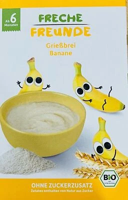 12 x 275g Bio Freche Freunde Grießbrei Banane ab 6 Monaten MHD 20.02.2024