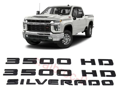 Kit de emblema 3 peças preto 2019-2023 Chevrolet Silverado 3500 HD fabricante de equipamento original 84806917 - Imagem 1 de 4