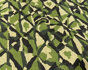 Green Black Gold Printed linen Fabric 56” Width Sold By The Yard - Picture 1 of 2