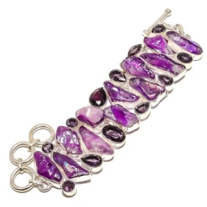 Crystal Stone Amethyst 925 Sterling Silver Sister Birthday Unique Chain Bracelet - Picture 1 of 7