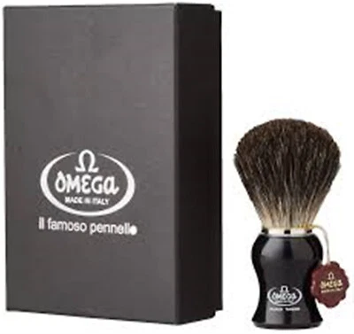 Cepillo de afeitar Omega 618 Badger (1er grado) mango de resina negra (hecho en Italia) Foto 1 de 3