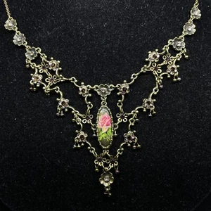 Halskette Michal Negrin Kristalle süße schöne Blumen Made in Israel  - Bild 1 von 11