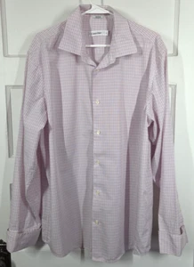Calvin Klein Men's Dress Shirt French Cuff XL 18" Slim Fit Button Up Pink 0416 - Picture 1 of 14