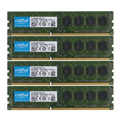 Crucial 32GB 4x 8GB DDR3 1600MHz PC3L 12800U Memory RAM DIMM Desktop 8 GB PC3#· - Image 1 of 4
