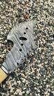 HANDMADE CUSTOM DAMACUS AXE BONE WOOD STELL GUARD  14.5&quot; WITH LEATHER SHEETH