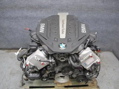 2013 BMW F10 550i N63 N63B44A 4.4L A/T COMPLETE ENGINE MOTOR W TURBO 72k VIDEO - Image 1 of 4