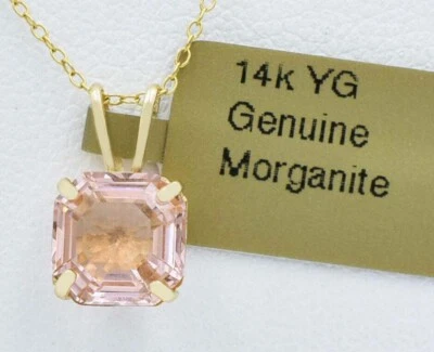 GENUINE 1.12 Cts MORGANITE PENDANT 14K YELLOW GOLD - Free Appraisal Service -NWT - Image 1 of 4
