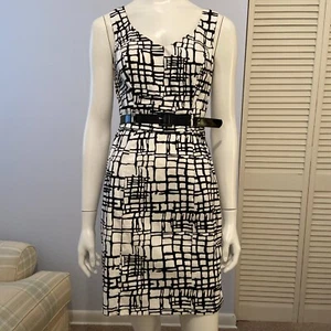 NWOT B. Wear Too! BYER CALIFORNIA Dress Black And White Pattern Belted Size S - Picture 1 of 12