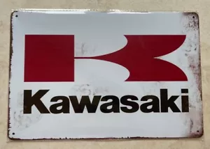 KAWASAKI MOTORCYCLES SIGN MAN CAVE BAR GARDEN GARAGE WORKSHOP BIKES 20x30 - Picture 1 of 1