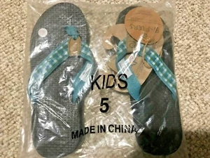 Rafters Kinder Flip Flop Sandalen Größe 5 Cloudbreak Ribbon lila oder grün Gingham - Bild 1 von 5