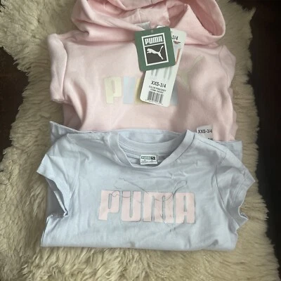 NUEVO PUMA Niñas Jóvenes Conjunto de Sudadera con Capucha de 2 Piezas - ROSA, Azul Talla XXS (3-4) Foto 1 de 4