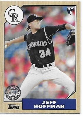 2017 Topps Update Baseball '87 Topps Jeff Hoffman RC Rockies - Image 1 of 2