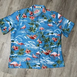 SSLR Women's Hawaiian Flamingo Tropical Button Down Shirt, Large - Picture 1 of 6