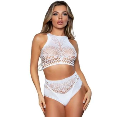 Conjunto de Pantalones Cortos Criss Cross Cami Crop Top Botín Recortes Imitación Cordones Blanco 2152 Foto 1 de 4