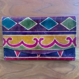 Vintage 80s Dyed Leather Wallet - Picture 1 of 3