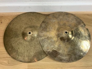K ZILDJIAN 14" HI-HAT CYMBALS 40s Vtg Old-Intermediate Stamps 858-967g Istanbul - Picture 1 of 14