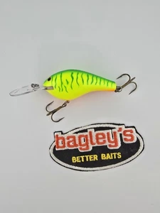 Vtg. Bagley Diving DB3 Long Cast LG9TO Lime Green Tiger on Chart/Orange Belly - Picture 1 of 3