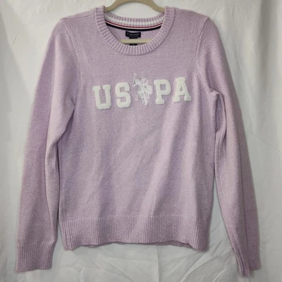 Suéter para mujer mediano de la Asociación de Polo de los Estados Unidos con logotipo de la USPA cuello redondo lila púrpura rosa Foto 1 de 4