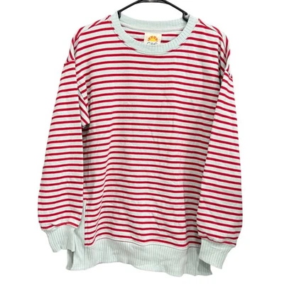 C & C California Striped Pullover Sweatshirt, Red, Light Blue, Women's Small S - Image 1 of 4