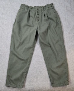 Time & Tru Women's Paper Bag Jeans Button Fly High Rise Green Size 16 Short - Picture 1 of 12
