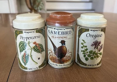 Vintage Wagner’s Tins Gamebird Seasoning Oregano Sealed Peppercorn - Image 1 of 4