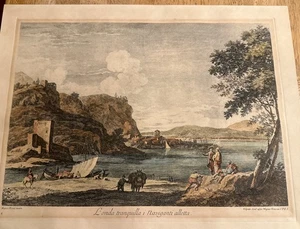 Joeseph Wagner Scul Venezia CPES Engraving print hand color 14” x 19” RARE VTG - Foto 1 di 9