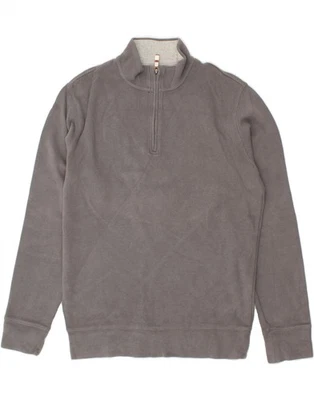 LANDS END Mens Zip Neck Sweatshirt Jumper Medium Grey Cotton AV10 - Image 1 of 3