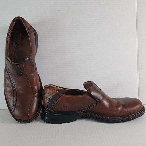 Mocassini Clarks Escalade uomo taglia 11M pelle marrone slip on casual comodi 70846