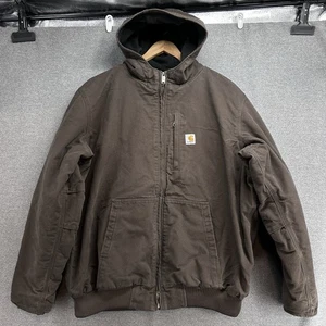 Carhartt Jacket Men's 2XL Tall Brown Heavy Canvas Hooded Durable Workwear - Picture 1 of 13