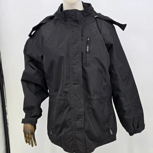 Eddie Bauer Damen große schwarze isolierte Jacke mit abnehmbarer Kapuze WeatherEdge - Bild 1 von 21