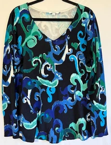 Chico's Sweater Women 2 (Large) Multicolor Knit  V Neck Long Sleeve Lightweight - Picture 1 of 13