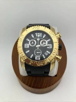 Swiss Legend Men 46mm Watch Gold & Black Tone Chronograph Date Black Dial - RUNS - image 1 of 4