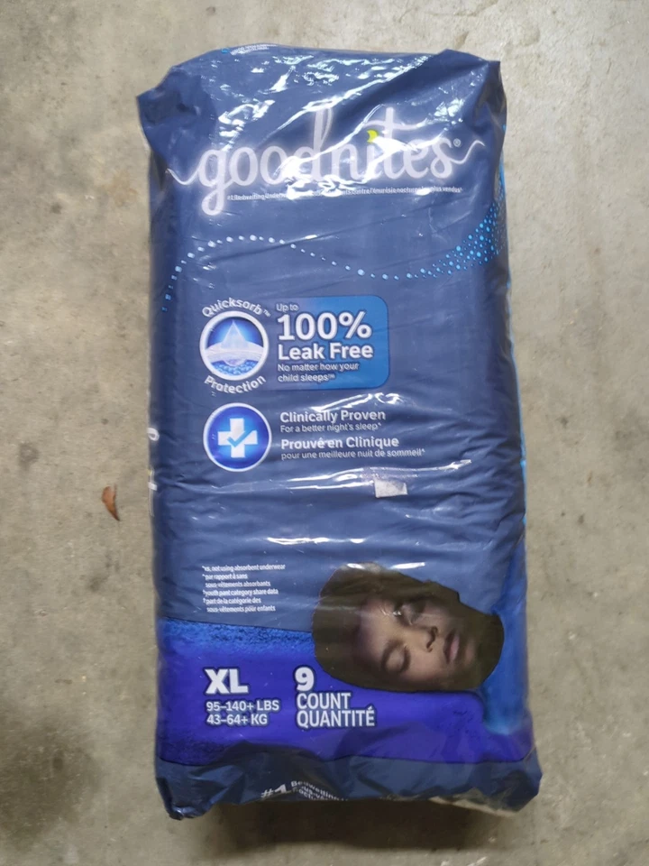 Goodnites для мальчиков очень большой размер 95 до 140 фунтов 9 штук новая упаковка - Изображение 1 из 4