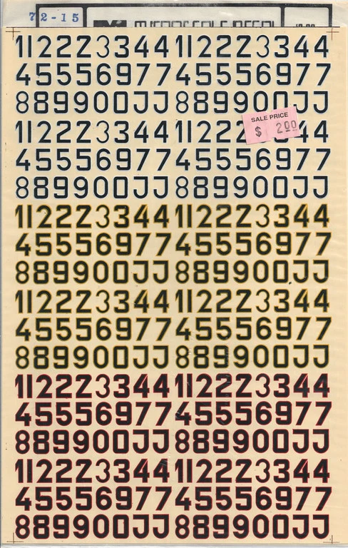1/72 MicroScale Decals Luftwaffe Fighter Numbers Black White Red Yellow 72-15 - Image 1 of 1
