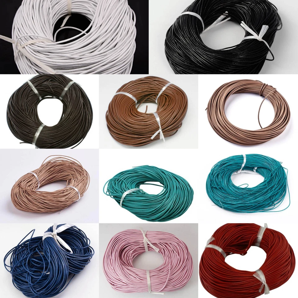 1 - 100 Meter Lederband 1/1,5/2/3/5 mm natur Lederriemen Rindsleder rund Schnur - Bild 1 von 1