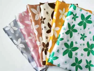 Tela satinada retro con estampado de hojas de 58"" de ancho por yardas forro material Charmeuse Foto 1 de 4