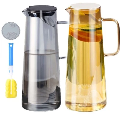 Glaskaraffe 1,8l Glas Deckel Karaffe Krug Wasserkaraffe Wasserkrug Kanne Glas DE - Bild 1 von 4